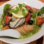 麺屋 六感堂 - 冷製 野菜ジュードル（生牡蠣添え）＋生牡蠣増し増し＋ローストトマト増し