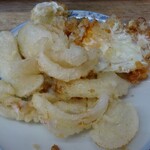 まるしん - 玉子素揚げと玉ネギ天ぷら