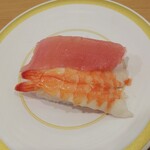 かっぱ寿司 - マグロとエビ(税抜)100円 (2020.07.19)