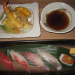 和菜 やなぎ  ふぐ はも - メインのにぎりと天ぷら