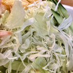 吉ひろ - 冷めん　650円のレタス・キャベツのアップ
