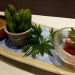Aichi - おまかせ３品3000円の１品  蒟蒻酢味噌和え・クォリティーの高い枝豆・タコの梅肉和え