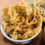 秋月庵 三次郎 - かしわざるランチ　かき揚げ丼