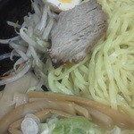 めんいち - 201206 めんいち　つけ麺豚すじ丼セット（麺と具②）.jpg
