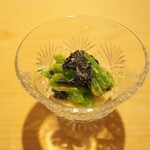新ばし 星野 - ほうれん草と岩茸のごま酢。