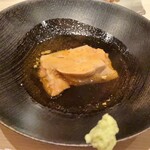 たかおか - 銚子の鮟鱇のあん肝　こんなにほっこりとしたあん肝は初めていただきました！　ひぇ〜こんなに滑らかで旨味が濃厚なんですね！　ご主人の仕込みの技あり一本です♬