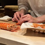 たかおか - 竹岡の天然車海老が大きくて立派！　これだけのサイズを揃えるのはたかおかさんのご尽力なんでしょうね。