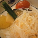 うぶか - 先付　夏野菜の冷し煮物と干しエビ春雨　ナッツの香り