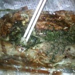 日の出 - テイクアウトのそば入りキャベツ脂大盛りのお好み焼きです