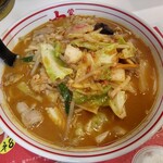 Moukotammennakamoto - 辛味噌煮込みちゃんぽん900円(税込)クーポンで麺大盛にしました。
                ※オープンより30食限定で販売(2020.7.16~31)
                ※麺大盛可・野菜大盛不可・麺硬さ変更不可(煮込むので)・辛さ5倍まで