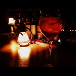 カンパリソーダ。グラスがオシャレ。