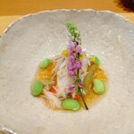 天ぷら たけうち - ズワイ蟹と焼き茄子のジュレ