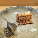 天ぷら たけうち - 天然鰻と蒸しアワビ