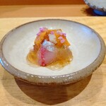 天ぷら たけうち - 北海道蝦夷バフン雲丹とアジ