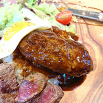 肉が旨いカフェ NICK STOCK - 黒毛和牛ステーキ＆熟成牛ハンバーグのロコモコプレート