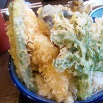 一生 - 大盛り天丼（天ぷら倍乗せ）