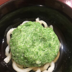 日本料理 太月 - フルコース１６５００円。冷やしオクラうどん。反則のうどんが、今回はオクラを３０分以上叩いたものをかけての提供です。今回も反則です（╹◡╹）（╹◡╹）