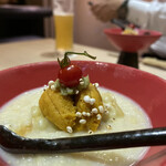 華丸吉日 - ・白いトウモロコシ
      ピュアホワイトのすり流し
      北海道蝦夷雲丹