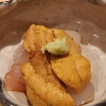 鮨 さかい - (07)牡丹海老(北海道増毛産)&赤雲丹(佐賀県唐津産)