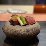 窯焼き割烹 黒泉 - ・ヒレ シャトーブリアン テート炉釜焼き、アスパラガス、賀茂ナス、大根