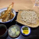 Kami mura - 天丼セット（冷たい蕎麦）