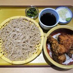 自家製麺 うちそば - 唐揚げ丼セット(ざる蕎麦)620円