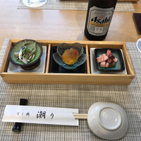 潮り - 鰯の酢締め、夏野菜のゼリー寄せ、蛸と長芋の梅酢漬け
                    