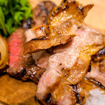 ブッチャー・リパブリック 豊洲 シカゴピザ＆グリル - 「TOKYOX」豚のグリルと，「山形牛」のグリルの盛り合わせ