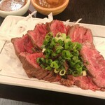 Seared beef skirt steak