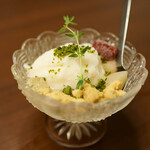 網元の宿 ろくや - デザート：白桃コンポート＆シャーベット～マスカットジュレ添え