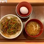 すき家 - ニンニクの芽牛丼（並盛） ¥500 ＋ たまごセット ¥130