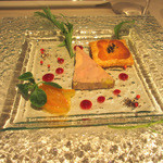 フランス料理　レ・セレブリテ - <男子の前菜>フオアグラのテリーヌとタルト、マーマレード添え