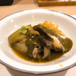 うを徳 - そうめんかぼちゃ、群馬トロ茄子、気仙沼鮑と鮑肝ソース