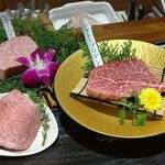 和牛 まつした - 追加単品 吟選ｽﾃｰｷ３種盛 135ｇ 8,000円税込 2020年07月