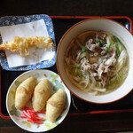 手打ちそば・うどん  田舎茶屋 - トッピング海老270円+いなり230円