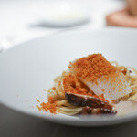 カーザデッラマンテ - 手打ちタリオリーニ 長崎産・剣先イカと松茸 カラスミ☆