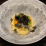 蓬左茶寮 - オカベ半田そうめんと積丹蝦夷馬糞ウニ 茶豆～カッペリーニ仕立て