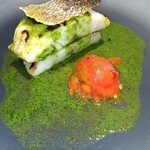 Reglisse - スズキのカルパッチョとフルーツトマトコンフィ    パセリソース