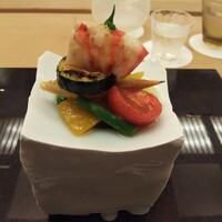 銀座 小十 - 車海老と夏野菜の御浸し。お出汁 のみたい…