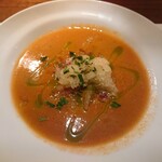 ビストロ　アギャット - 夏野菜のガスパチョ  トマトのシャーベットをのせて