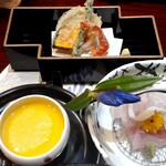 銀のすず - 日本海産のお造り三点盛(本そい、ヒラメ、スズキ)旨い！