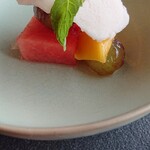 京料理 入舟 - 西瓜、葡萄、マンゴー、アイス(ジェラード？)