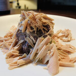 ラ カンロ - ④ 鴨、フォアグラ
      ★ 賀茂茄子の煮浸し、鴨粗挽き肉の冷し餡掛け、冷凍フォアグラテリーヌのスライス掛け