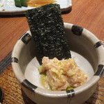 鳥茂 - 鶏のささみでつくったなめろう、生姜を効かせて