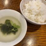 Kankokushokusai Omoni - 1人プルコギ　ご飯、スープ