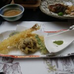 めんめん亭　わたや - 天麩羅（海老、白身魚、茄子、椎茸、獅子唐）