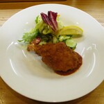 kitchen俊貴 - 車海老のクロケット：かなり大きな車海老を開いて ベシャメルソースを併せて揚げてあります。車海老のお味がしっかり感じられ、熱々で、味わい深い上品なフライになっています。　　　　　　020.07.23