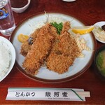 Tonkatsu Surugaya - 魚のフライ定食（あじ・イカ・穴子）￥1100-