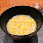 傳 - 玉蜀黍と帆立のお椀