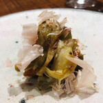 傳 - 穴子の天麩羅　茄子の煮浸し